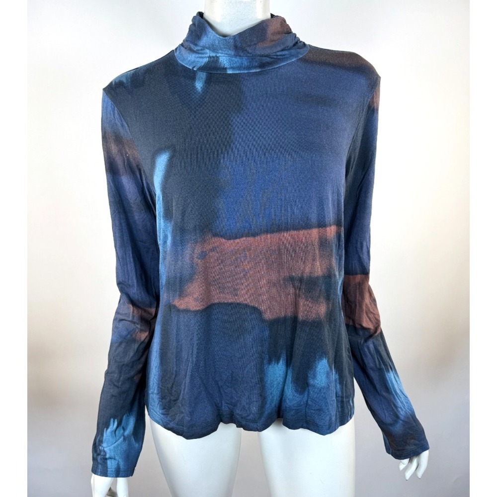 Michael Stars Clara Turtleneck Top Women XL NWT Long Sleeve Stretch Jersey Blue